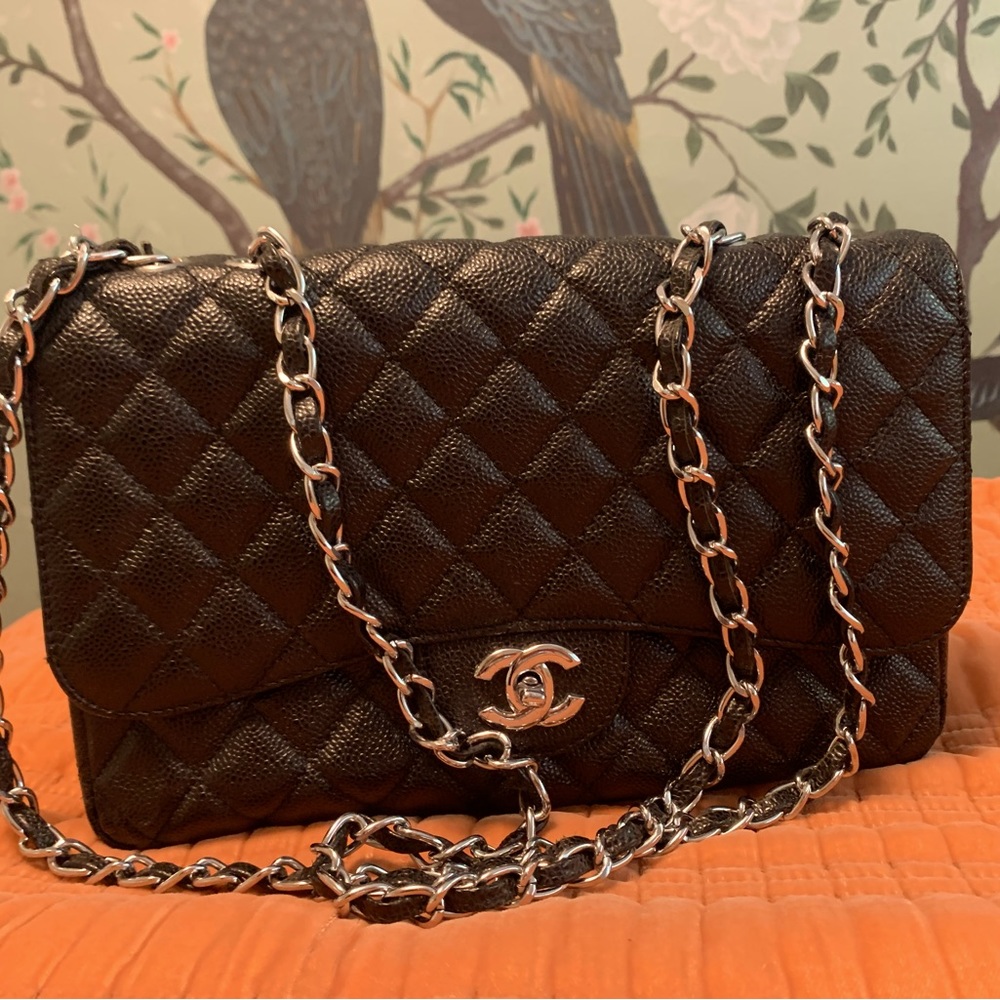 Black Quilted Shoulder Bag Chain Strap